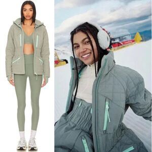NEW Free People FP Movement All Prepped Ski Jacket in Greyed Olive Sage Large
